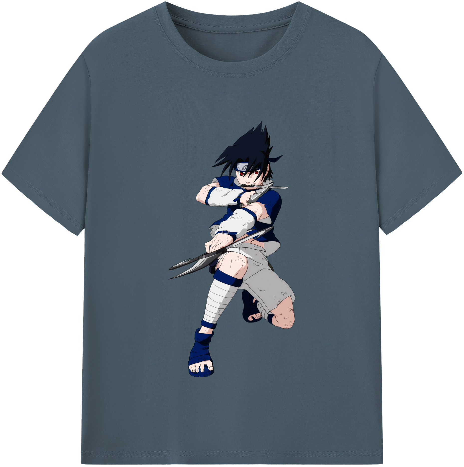 （画像用） NARUTO -ナルト- うちは サスケ Uchiha Sasuke 綿100％半袖Tシャツ（フロントプリント）